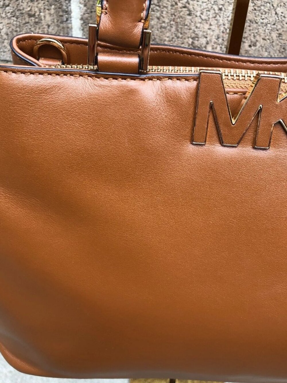 MICHAEL KORS Florence Satchel Purse Leather Brown Top Handle Hand Bag Shoulder - Picture 8 of 16